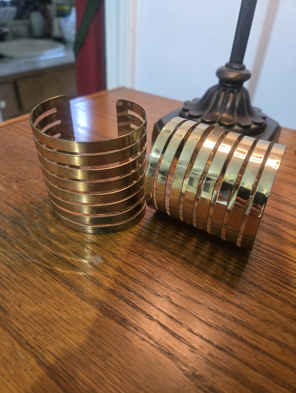 2 Gold Tone Slotted Cuff Bracelet - Home Accents